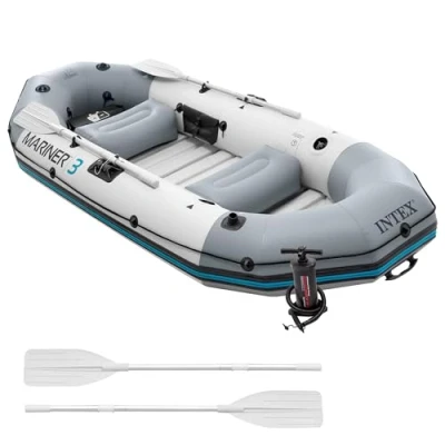 Image de Intex Mariner 3 Inflatable Dinghy Man Boat with Aluminium Oars and Pump