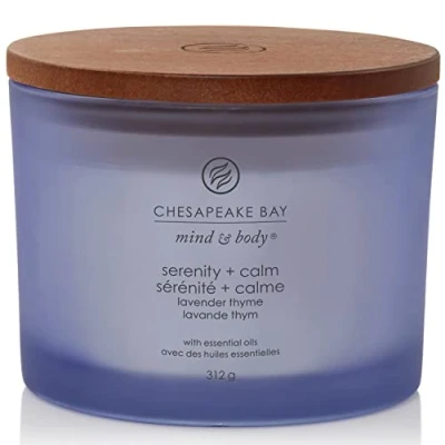 Image de Chesapeake Bay Bougie parfumée Sérénité + calme 3 mèches d&#039;aromathérapie Durée de combustion : jusqu&#039;à 24 heures Collection Mind &amp; Body