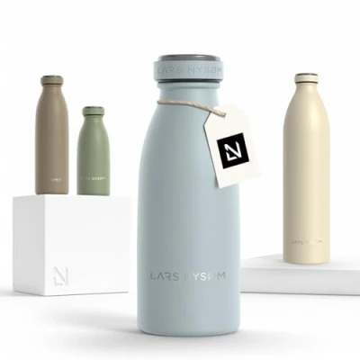 Image de LARS NYSØM Gourde INOX 350ml 0.35L Bouteille d’eau isolée étanche pour Le Sport, la Bicyclette, Les Enfants (Sky Blue, 350ml)