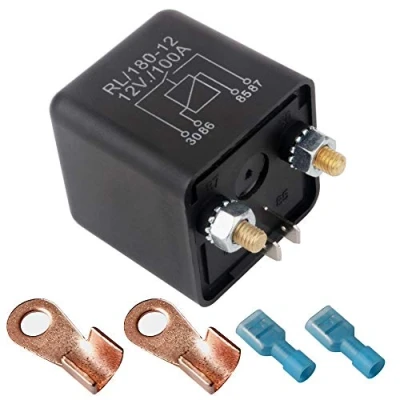 Image de Gebildet 1 pièce 12VDC 100A Robuste on/Off Relais pour Automobile/Voiture/Camion/Van/Moto/Bateau, Normalement Ouvert RL/180 12 SPST 4 Pin, avec 2 Pin Empreinte + Terminal