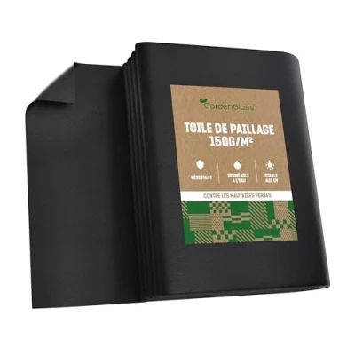 Image de GardenGloss 50m² Toile de Paillage Anti Mauvaises Herbes 150 g/m² Très Épaisse Géotextile Contre Les Perméable à l&#039;eau et Stable aux UV (50m x 1m, 1 Rouleau)