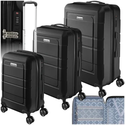 Image de TecTake® Set de Valise Voyage 3 Pcs. Grande Taille soute Cabine Petite Sacs Maternité ABS avec roulettes 360 Poignée télescopique