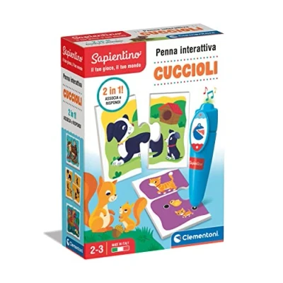 Image de Clementoni Sapientino Interactive Chiots Jeu éducatif électronique Stylo Parlant pour Apprendre, flashcards Animaux, Enfants 2+ Ans, Made in Italy, Multicolore, Moyen, 16380