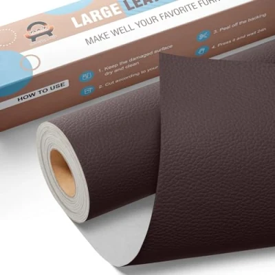 Image de Simili Cuir Autocollant, 40 x 160 cm Patch de réparation en Auto adhésif, Kit pour Sièges D&#039;auto, Canapés, Bateau, Chaises Brun foncé