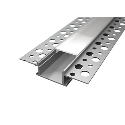 Image de Profilé encastrable en aluminium Alfa LP3050 de 2 m, pour placoplâtre et double bande à LED, diffuseur opaque
