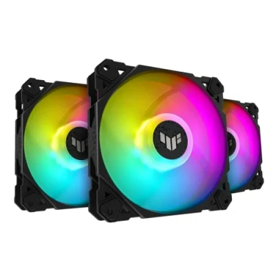 Image de ASUS TUF Gaming TF120 120mm ARGB Pack de 3 ventilateurs châssis Intel (Roulement avancé à dynamique des fluides, Contrôle PWM, Matrice LED double couche, Aura Sync RGB)