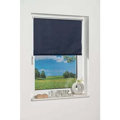 Image de K home Klemmfix Mini Store occultant, Tissu, Bleu, 90 x 150 cm