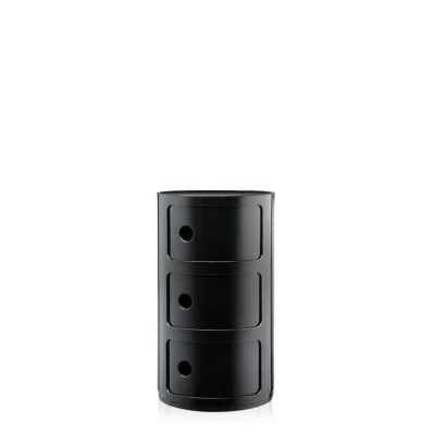 Image de Kartell Componibili, Conteneur 3 éléments, Noir, Base ronde
