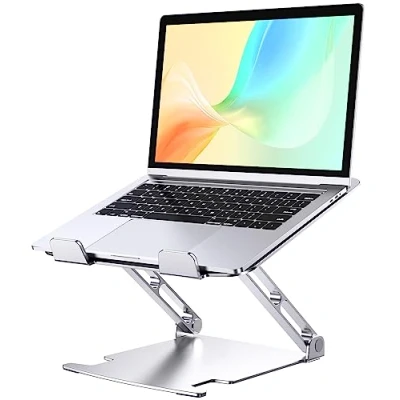 Image de Glangeh Support Ordinateur Portable Aluminium, Refroidissement PC Ventilé avec Double Axe Rotation Réglables Pliable Ergonomique, de Livres, Compatible MacBook (10&quot; 16&quot;)