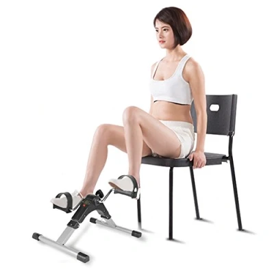 Image de Pédales Statiques,Mini Vélo D&#039;état,Machines à Jambes,Entraînement des Bras et Jambes Écran LCD Résistance Réglable,Pedalier Mini Velo D Appartement Formateur (Argent + Noir (49x37x35cm))