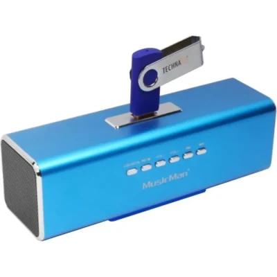 Image de Enceinte portable MusicMan MA Soundstation Son stéréo Radio FM, lecteur MP3, USB, AUX / Line In, prise en charge de la carte MicroSD Temps lecture 6 heures Idéal pour voyager (Bleu)