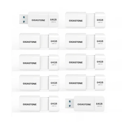 Image de Gigastone Z60 Clé USB 3.2 Gen1 64 Go, Lot de 10 USB, R/W 100/60 Mo/s Ultra Haute Vitesse Lecteur Stylo, Rétractable sans Capuchon Conception, Compatible avec Interface 2.0 / 3.0 3.1