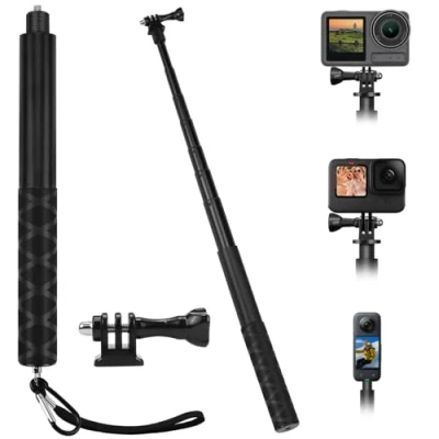 Image de BHHTBB Perche a Selfie Invisible 150 cm Compatibilité pour Insta360 X3 X4, One X2/One RS, DJI Osmo Action, GoPro Hero 13/12/11/10/9, Vis 1/4