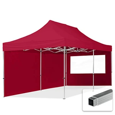 Image de TOOLPORT Tente Pliante 3x6 m 4 côtés Aluminium Barnum Chapiteau Pliant Tonnelle Stand Paddock Réception Abri PES300 Rouge