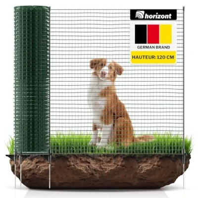 Image de horizont FIX clôture mobile de 25 m long, 120 cm haut, idéale pour les grands animaux domestiques, chiens, camping, filet jardin, avec 15 piquets, délimitation