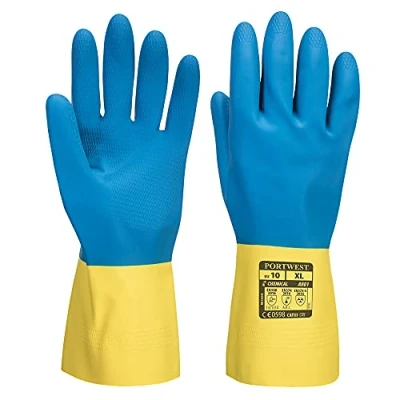 Image de Portwest Gant Latex Double enduction, Couleur: Jaune/Bleu, Taille: M, A801Y4RM
