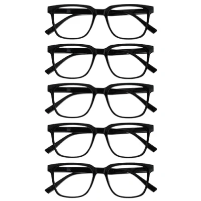 Image de OPULIZE LEO Lunettes de Lecture Lot 5 Monture Rectangulaire Large Noir Hommes Femmes Charnières à Ressorts RRRRR55 1 +1.50