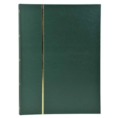 Image de Exacompta Réf. 26155E 1 album de timbres classique 48 pages noires Dimensions extérieures : 22,5 x 30,5 cm Couverture en simili cuir 9 bandes acétate Coloris vert