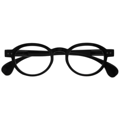 Image de OPULIZE OCA Lunettes de Lecture Monture Ronde Moderne Rétro Noir Brillant Hommes Femmes Charnières à Ressort R54 1 +3.00