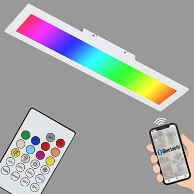 Image de Briloner Leuchten Plafonnier LED encastrable en blanc Panneau dimmable Change de couleur avec télécommande Idéal pour le bureau ou salon