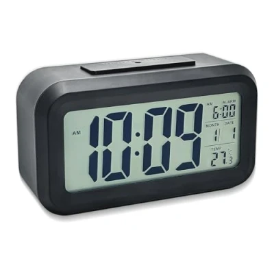 Image de Gentpovth Reveil Numerique, Matin a Piles avec Grand écran LED, Horloge Digitale sans Tic tac Affichage Température, veilleuse, 12/24 h, pour Chambre Bureau Voyage