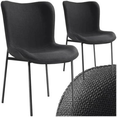 Image de TECTAKE Lot de 2 Chaises rembourrées TESSA, pieds en acier Noir