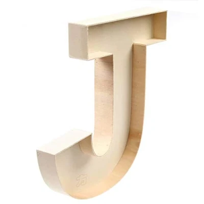 Image de NC lettres J faites à la main, en forme de J, 22 cm haut, bois d&#039;ingénierie, 2 pièces, décoratives remplir