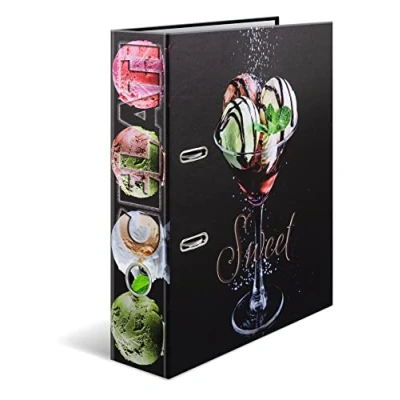 Image de HERMA classeur A4 crème glacée, 7 cm de large, recettes à écrire et classer soi même, motif cuisine, livre avec finition brillante impression intérieure pour