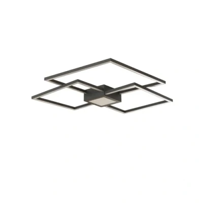 Image de LED Plafonnier Duetto à intensité variable (Moderne) en Noir Aluminium e. a. pour Salon &amp; Salle manger (1 lampe,à), Eclairage LED, Lampe Luminaire Plafonnier, Plafond, Eclerage