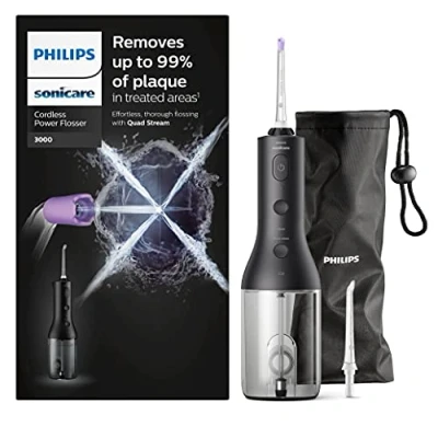 Image de Philips Sonicare Jet dentaire Power Flosser 3000 sans fil, Noir (modèle HX3806/33)