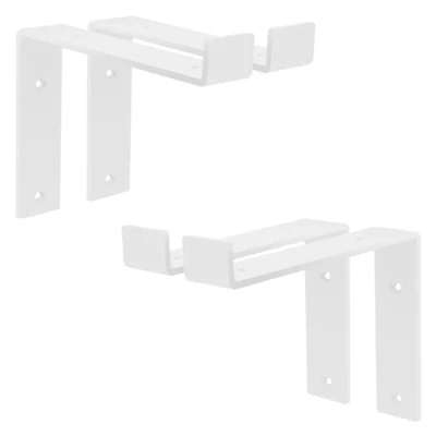 Image de ML Design Lot de 4 Supports d&#039;Étagère 20x4x14,5 cm, en Métal, Blanc, Style Industriel, Forme L, Équerre pour Étagères Murales à 90 degrés, Flottantes et Projets Bricolage, Kit Montage Inclus