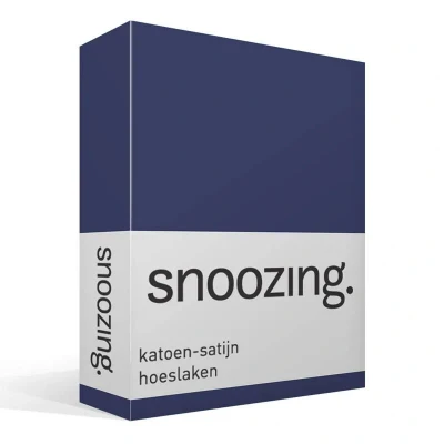 Image de Snoozing Drap housse en satin de coton 160x210 cm Navy