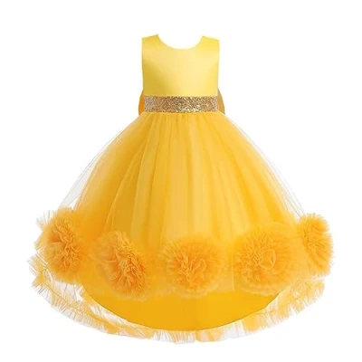 Image de Lito Angels Robe Demoiselle d&#039;honneur Ceremonie Mariage pour Enfant Filles Taille 5 6 Ans, Jaune (étiquette en Tissu 120)