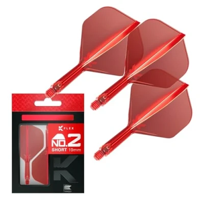 Image de Target Darts K Flex Integrated Dart Flight And Shaft, No.2 Rouge (Court) Pack de 3 fléchette No 2, 2 en 1 moulées avec précision et tige Accessoire professionnel