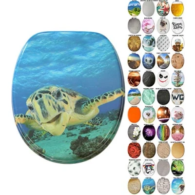 Image de Sanilo Abattant WC frein de chute, Grande sélection lunettes toilette, Finition haute qualité, Fixation facile (Tortue)