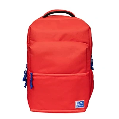 Image de Oxford B Out, Sac à dos scolaire unisexe, 30 L, 42 cm, poche rembourrée pour ordinateur portable, compartiment isotherme, polyester recyclé RPET, rouge, 42x30x15cm, Décontracté