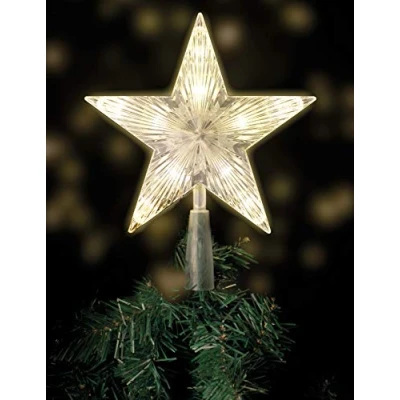 Image de Pointe de sapin Noël avec 10 LED, prise électrique, 18 x 22 cm, en blanc chaud, forme étoile