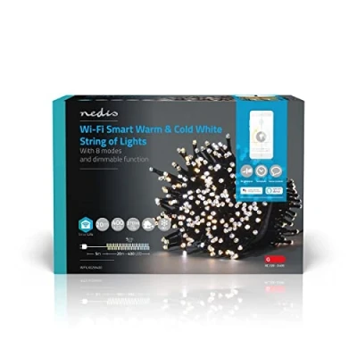 Image de Nedis SmartLife LED Décorative Corde Blanc Chaud à Frais 400 LED&#039;s Intérieur et Extérieur 7 Motifs de Mouvement 20 m Android/IOS