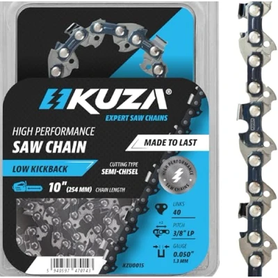 Image de Chaîne de tronçonneuse 25,4 cm, pas 9,5 mm, calibre 127 40 maillons d&#039;entraînement en acier allemand, compatible avec MAKITA, ECHO, Remington RM1035P, Worx WG309, Sun Joe SWJ803E, Craftsman