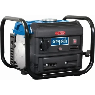 Image de Scheppach Groupe Electrogène SG1000 700W Moteur 2T 63cm3 Lanceur manuel Réservoir de carburant 4L Technologie AVR Conception compacte &amp; Légère 230V équipé d&#039;un disjoncteur