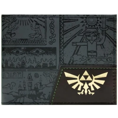 Image de Hyrule Zelda The Wind Waker Link Tablette Ancienne Hiéroglyphes Portefeuille/Bi Volet ID &amp; Porte Carte, Noir