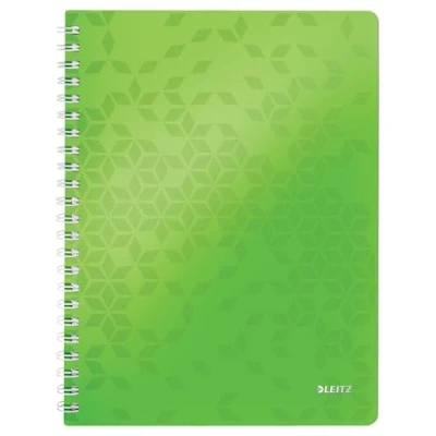 Image de Leitz, Cahier à spirales A4 PP ligné, 160 pages 80g/m², Leitz WOW, Vert, 46370054