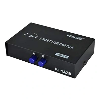 Image de I43CS Commutateur KVM USB 2.0 2 en 1 pour imprimante, scanner, clé USB, clavier et souris avec un bouton d&#039;interrupteur Partagez appareil entre deux ordinateurs