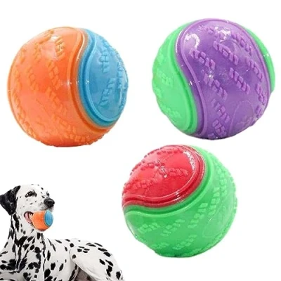 Image de EHOTER Scooby Doo Lot de 3 balles pour chien Jouet couineur durable nettoyage des dents chiot à mâcher interactif Couleur aléatoire