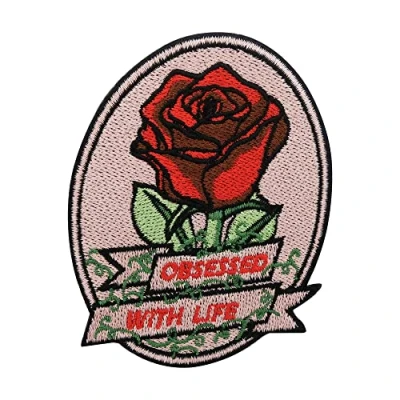 Image de Finally Home Écusson thermocollant Obsessed with Life Rose Patchs rétro roses à repasser Patch
