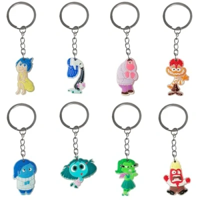 Image de Zmrkqw Porte Clés InssideOut, 8 Pièces Anneau de Clé Pendentif clés, Convient pour la Décoration Fête Des Enfants Adulte, Les Cadeaux Noël, D&#039;anniversaire