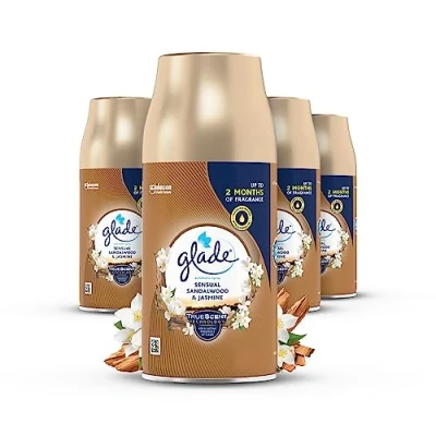 Image de Glade Lot de 4 désodorisants automatiques en spray 269 ml Bois santal et jasmin