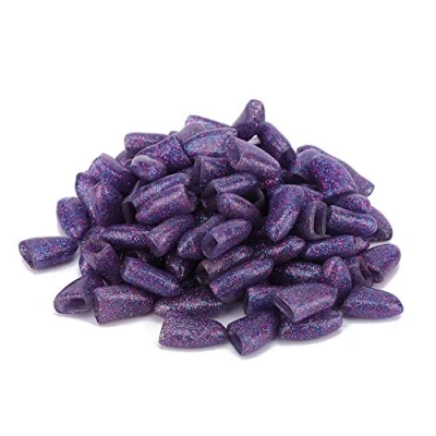Image de Lot de 100 Capuchons à ongles colorés et doux pour chien contrôle des pattes Avec adhésif applicateurs griffes (violet cristal, taille L)