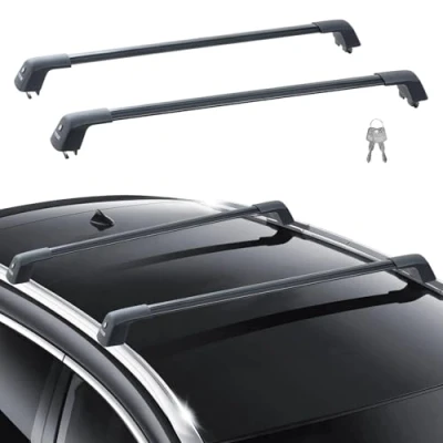 Image de VEVOR Barre transversale de Toit Universelle, 135,8 cm Max., supérieure Voiture en Aluminium, pour Rails latéraux rainurés sans Espace, réglable avec verrous SUV, berline, fourgonnette