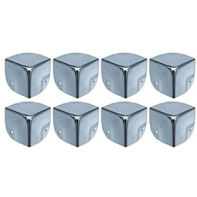 Image de HMF 14966 09 Lot de 8 protections d&#039;angle en métal, pour valise, 40 x mm, argentées, galvanisées